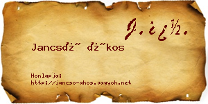 Jancsó Ákos névjegykártya